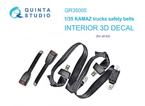 Ceintures de sécurité pour camions Kamaz Quinta Studio QR35005, imprimées en 3D et colorées sur papier décalcomanie (tous les kits), échelle 1/35