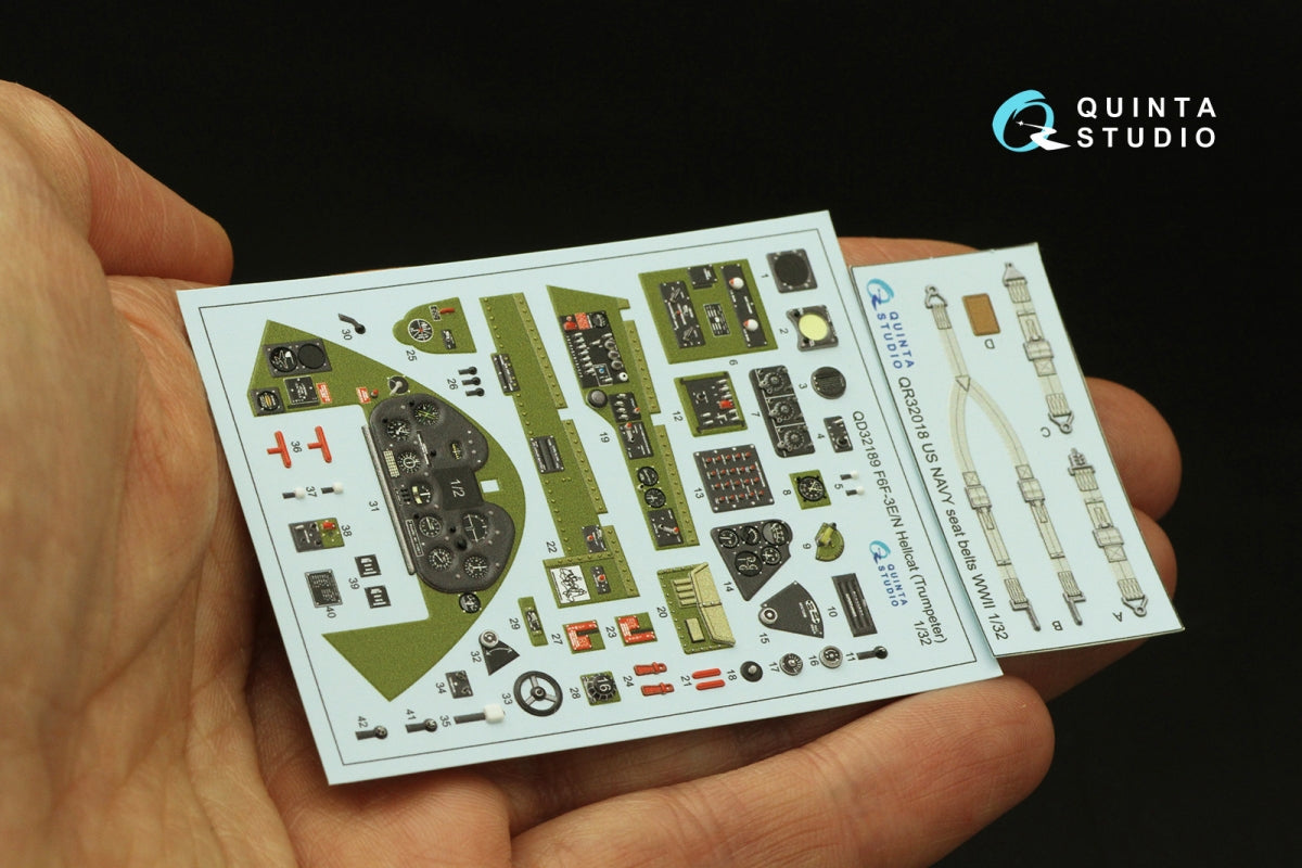 Intérieur coloré imprimé en 3D sur papier décalcomanie Quinta Studio QD32189 F6F-3E/N Hellcat (Trumpeter) 1/32 – immagine 3