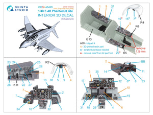 Quinta Studio QDS+48495 F-4D Phantom II tardif, intérieur imprimé en 3D et coloré sur papier décalcomanie (Academy) (petite version) (avec pièces en résine imprimées en 3D) 1/48 – image 3