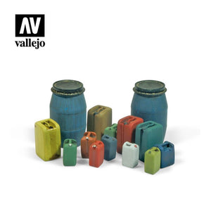 Accessoires pour diorama Vallejo SC211 : fûts en plastique modernes assortis n° 2, échelle 1/35