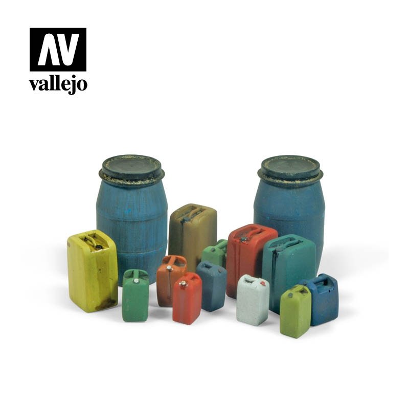 Accessoires pour diorama Vallejo SC211 : fûts en plastique modernes assortis n° 2, échelle 1/35