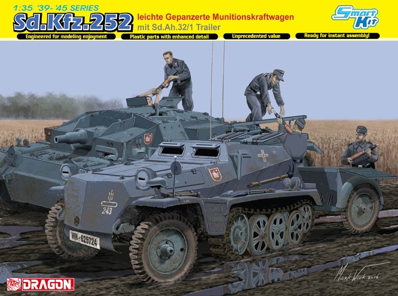 Dragon 6718 Sd.Kfz.252 véhicule de transport de munitions léger avec remorque Sd.Ah.32/1 1/35