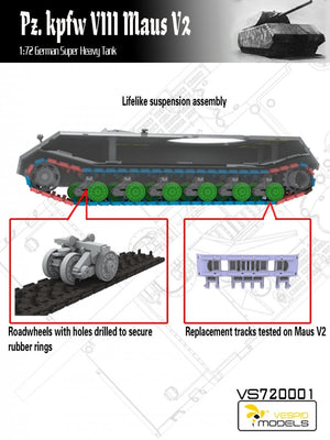 Maquette Vespid Models VS720001 Pz.Kpfw. VIII Maus V2 Char super-lourd allemand 1/72 – Bild 2