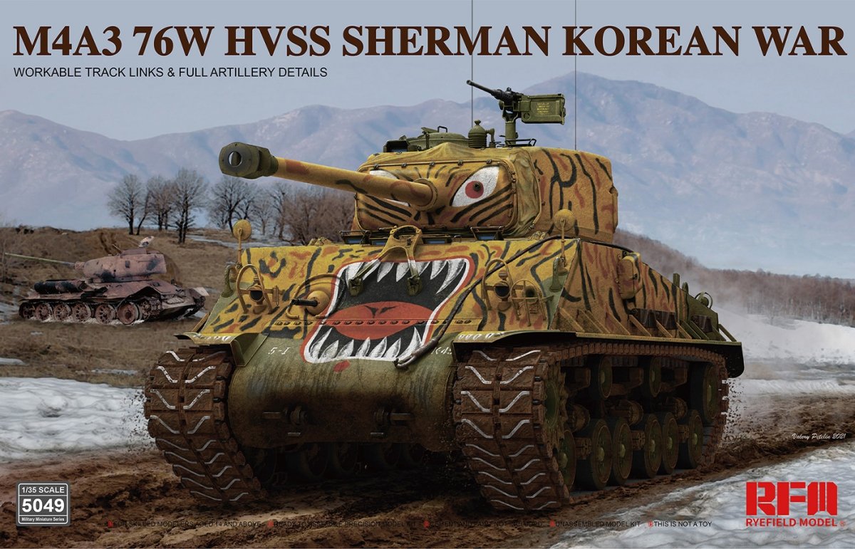 Maquette Rye Field M4A3 76W HVSS Sherman Guerre de Corée 1/35