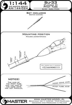 Tube Pitot Master AM-144-024 Su-33 (Flanker D) (1/144) – image 3