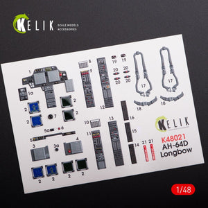 KELIK K48021 AH-64D &amp;quot;APACHE LONGBOW&amp;quot; INTERIOR 3D DECALS FOR HASEGAWA KIT 1/48 – zdjęcie 2