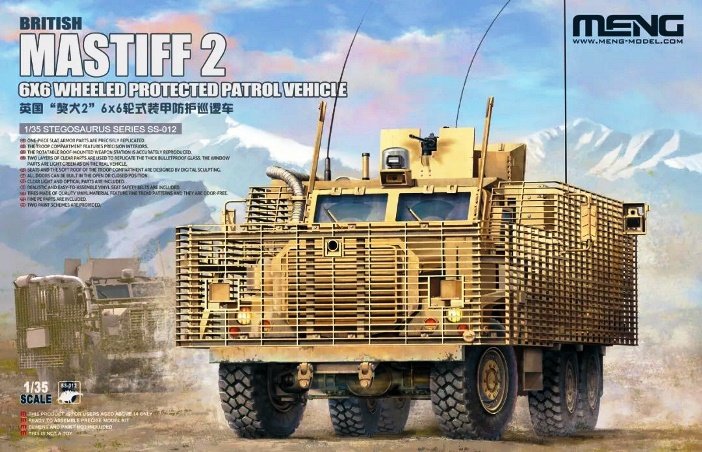 Meng Model SS-012 British Mastiff 2 6x6 Véhicule de patrouille blindé à roues 1/35