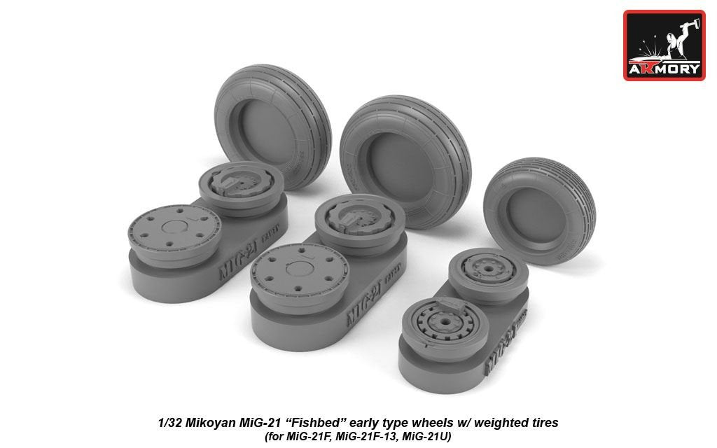 Armory Models AW32009 Roues Fishbed pour Mikoyan MiG-21 avec pneus lestés, échelle 1/32 (début de production) – image 2