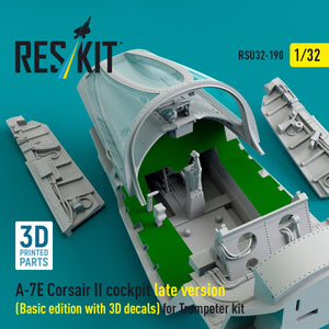 RESKIT RSU32-0190 A-7E Corsair II late cockpit (Basic edition with 3D decals) for Trumpeter kit (3D Printed) 1/32