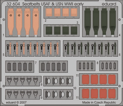 Ceintures de sécurité Eduard 32604 USAF et USN début de la Seconde Guerre mondiale, échelle 1/32