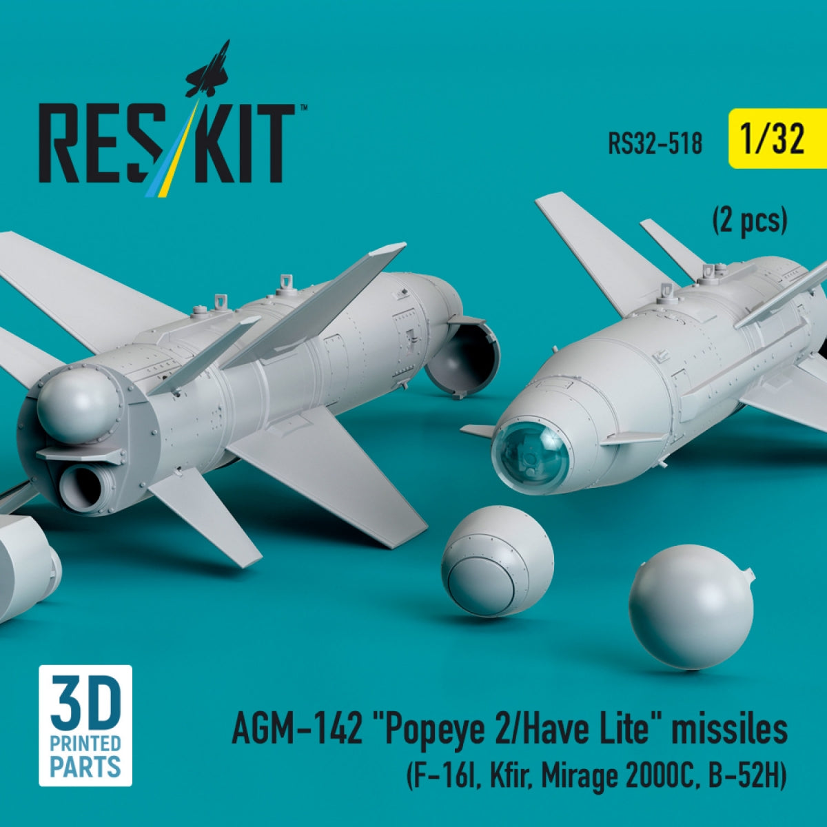 RESKIT RS32-0518 AGM-142 &amp;quot;Popeye 2/Have Lite&amp;quot; missiles (2 pcs) (3D Printed) 1/32 – zdjęcie 2