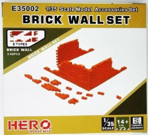 Ensemble de mur en briques Hero Hobby E35002 (60 pièces) 1/35