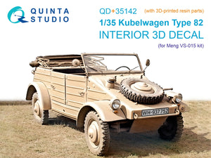 Quinta Studio QD+35142 Kubelwagen Type 82 3D-Printed &amp; coloured Interior on decal paper (Meng VS-015) (with 3D-printed resin parts) 1/35
