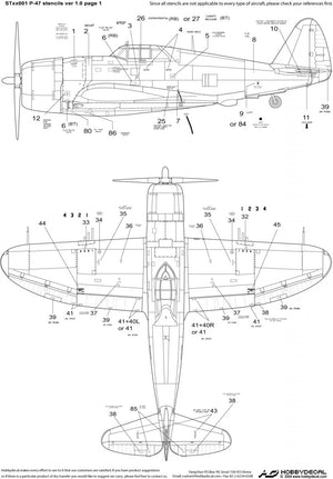HobbyDecal ST32001V1 Pochoirs P-47 ver 1 1/32 – immagine 2
