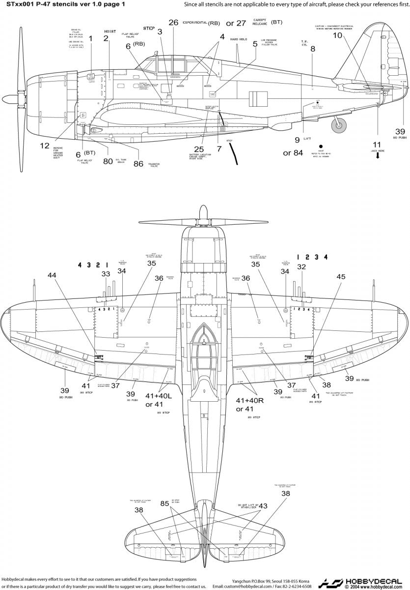 HobbyDecal ST32001V1 Pochoirs P-47 ver 1 1/32 – immagine 2