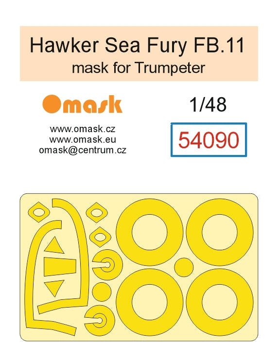 Omask X4836 Hawker Sea Fury FB.11 O-Max Set (for Trumpeter)(masks and EVA wheel bay plugs) 1/48