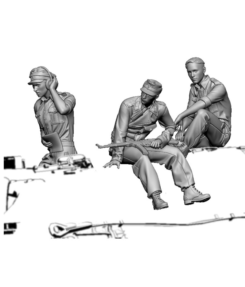 Glowel Miniatures 48013 Équipage du Jagdpanther (3 figurines, imprimées en 3D) 1/48