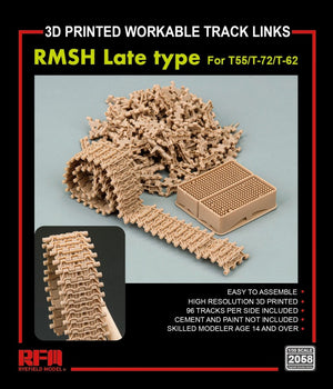 Maquette Rye Field 2058 RMSH Type tardif pour T55/-72/T-62, chenilles fonctionnelles imprimées en 3D, échelle 1/35 – image 2
