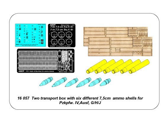 Aber 16057 Deux caisses de transport contenant six munitions différentes de 7,5 cm pour PzKpfw. IV, Ausf, HJ (1/16) – image 7