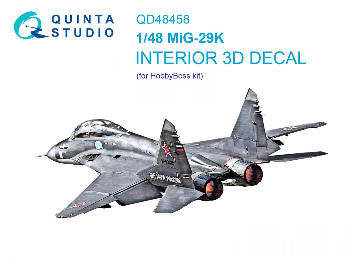 Intérieur coloré imprimé en 3D sur papier décalcomanie pour MiG-29K (Quinta Studio QD48458) (HobbyBoss) à l&amp;#39;échelle 1/48