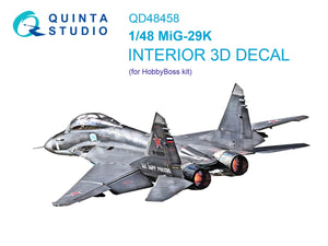 Intérieur coloré imprimé en 3D sur papier décalcomanie pour MiG-29K (Quinta Studio QD48458) (HobbyBoss) à l&amp;#39;échelle 1/48