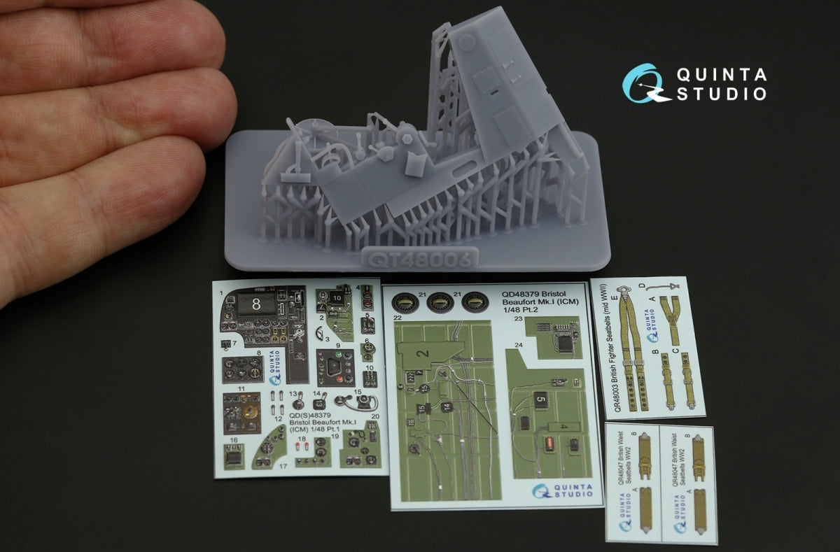 Quinta Studio QD+48379 Bristol Beaufort Mk.I Intérieur imprimé en 3D et coloré sur papier décalcomanie (ICM) (avec pièces en résine imprimées en 3D) 1/48 – immagine 3