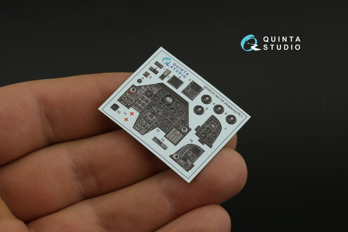 Intérieur coloré imprimé en 3D sur papier décalcomanie (Academy) pour Quinta Studio QD+35121 AH-1W (avec pièces en résine imprimées en 3D) à l&amp;#39;échelle 1/35 – image 6