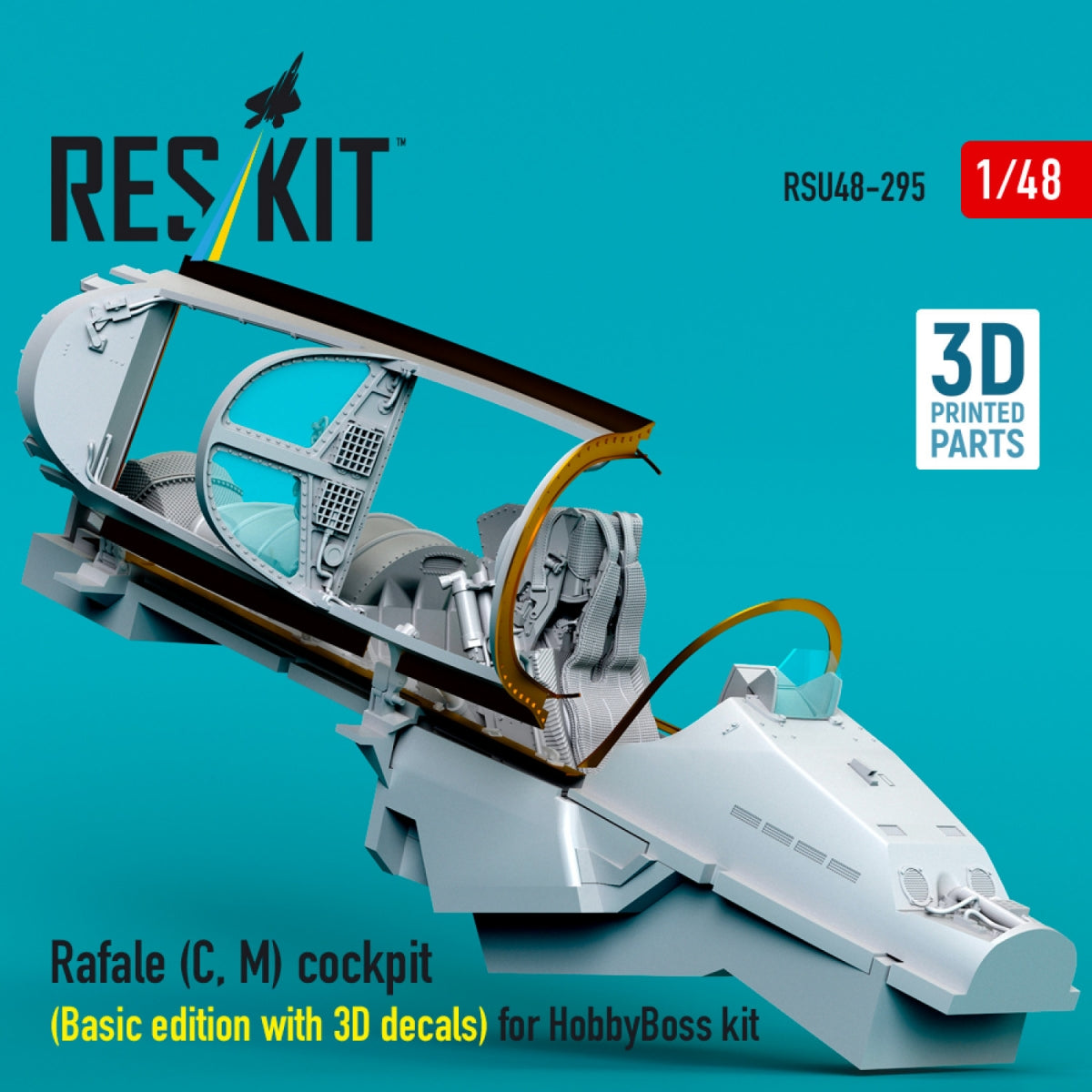 RESKIT RSU48-0295 Cockpit Rafale (C, M) (Édition de base avec décalcomanies 3D) pour maquette HobbyBoss (impression 3D) 1/48  – image 3
