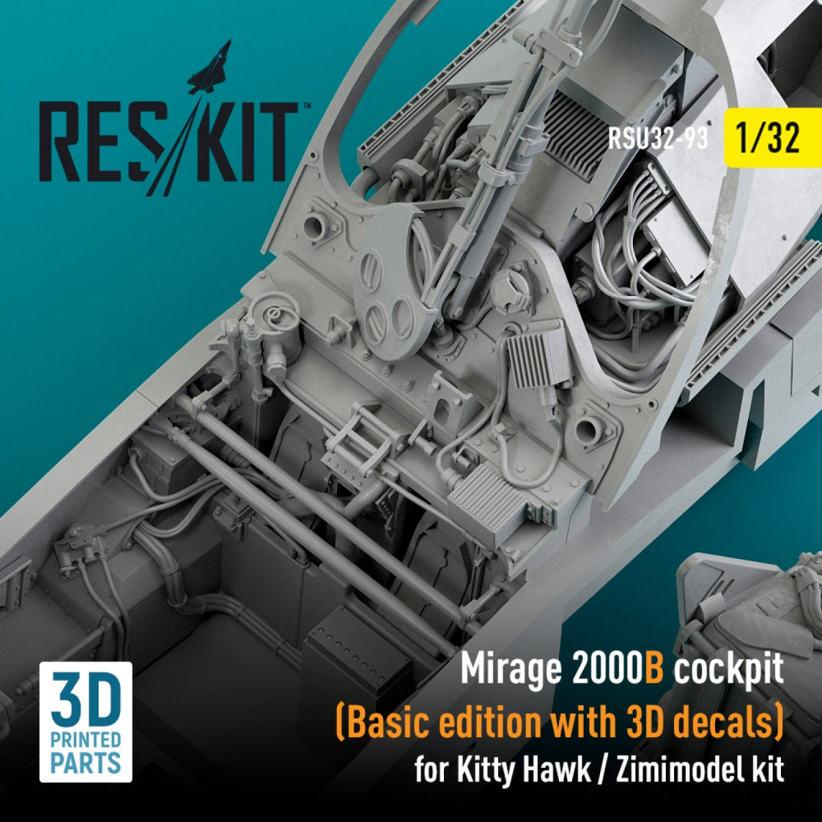 RESKIT RSU32-0093 COCKPIT MIRAGE 2000B (ÉDITION DE BASE AVEC DÉCALCOMANIES 3D) POUR MAQUETTE KITTY HAWK / ZIMIMODEL (IMPRIMÉE EN 3D) 1/32 – immagine 2
