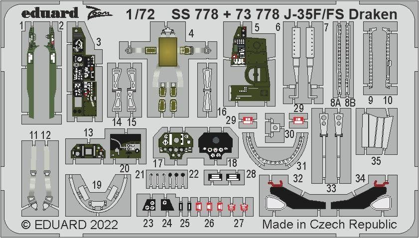 Eduard 73778 J-35F/FS Draken HOBBY 2000, HASEGAWA 1/72