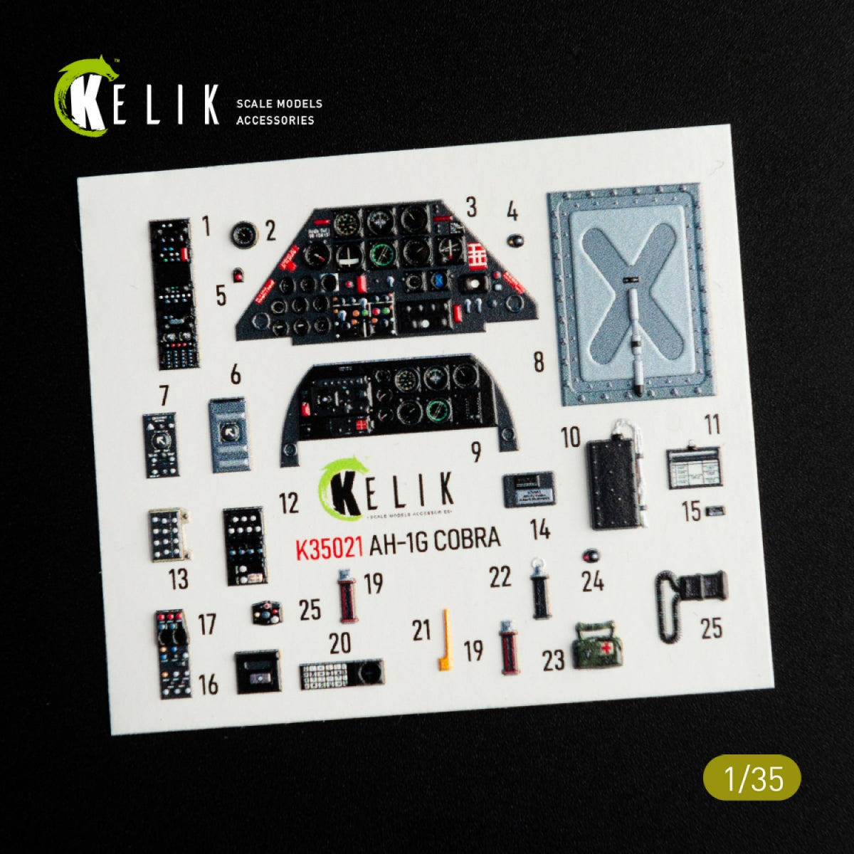 KELIK K35021 AH-1G COBRA - Décalcomanies 3D pour intérieur de maquette ICM au 1/35 – immagine 2
