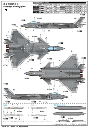 Trumpeter 05811 J-20 Mighty Dragon chinois 1/48 – immagine 10