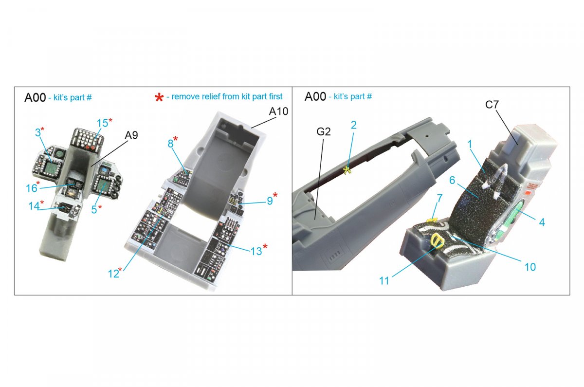Intérieur imprimé en 3D et coloré sur papier décalcomanie Quinta Studio QD72057 F-16CJ (Tamiya) 1/72 – immagine 6