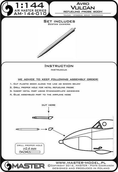 Master AM-144-010 Avro Vulcan - Refueling Probe Boom 1/144 – zdjęcie 3