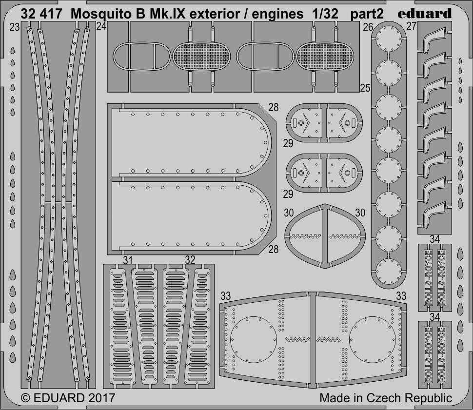 Eduard 32417 Mosquito B Mk. IX extérieur / moteurs HK MODELS 1/32