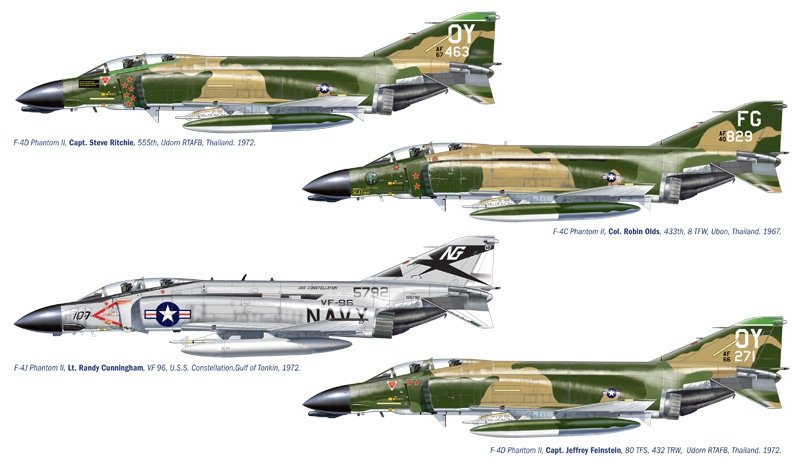 Italeri 1373 F-4 C/D/J PHANTOM II ACES USAF-US Navy Vietnam ACES 1/72 – Bild 2
