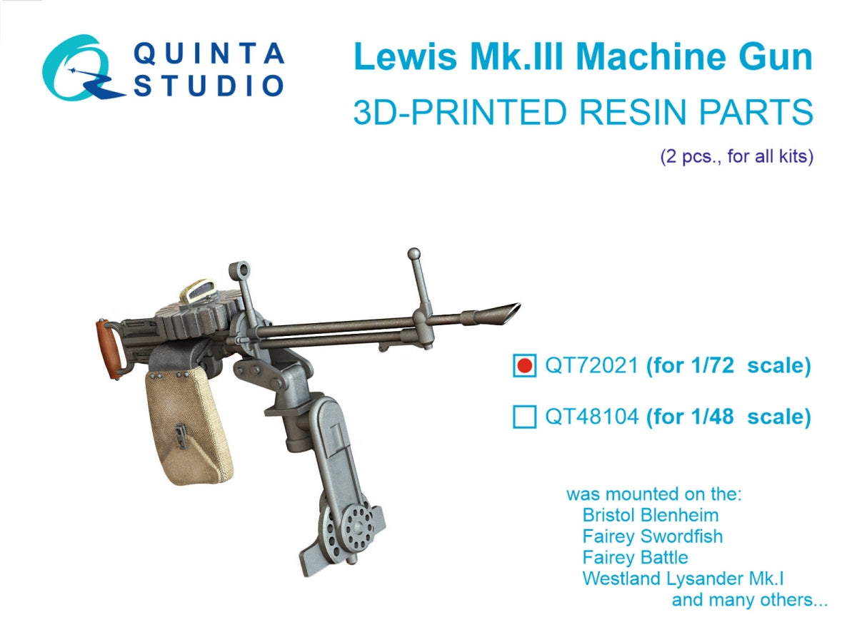 Mitrailleuse Lewis Mk.III Quinta Studio QT72021, 2 pièces (tous kits) 1/72
