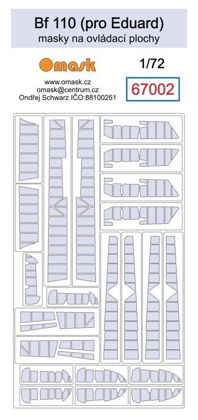 Masques Omask 67002 pour surfaces de contrôle du Bf 110 (pour Eduard) au 1/72 