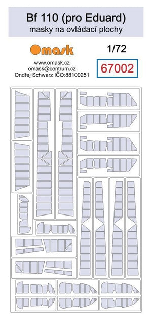 Masques Omask 67002 pour surfaces de contrôle du Bf 110 (pour Eduard) au 1/72