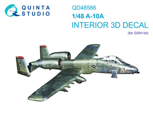 Intérieur imprimé en 3D et coloré sur papier décalcomanie Quinta Studio QD48586 A-10A Warthog (GWH) 1/48