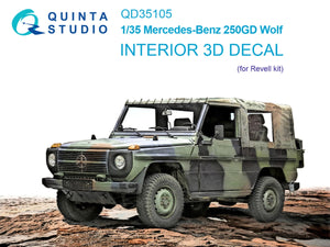 Intérieur imprimé en 3D et coloré sur papier décalcomanie (Revell) Quinta Studio QD35105 Mercedes-Benz 250GD Wolf 1/35