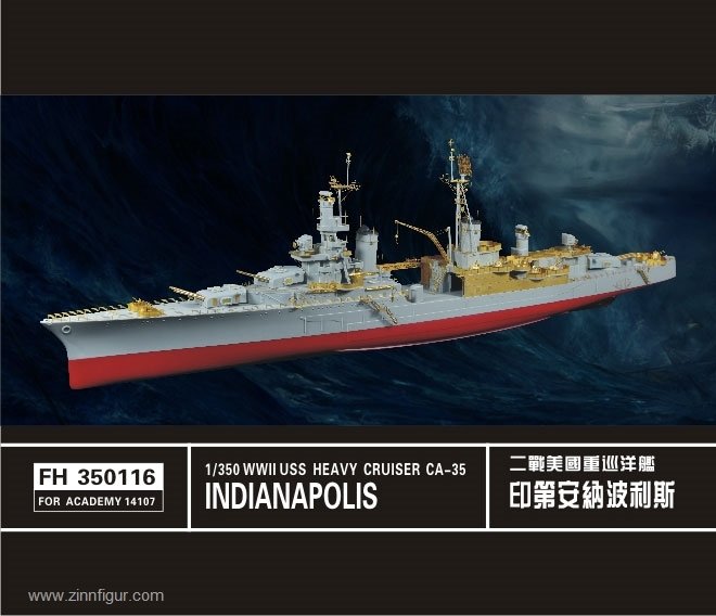 Pièces de super détail Flyhawk FH350116 pour le croiseur lourd USS Indianapolis CA-35 de la Seconde Guerre mondiale, compatible avec la maquette Academy 14107 au 1/350.