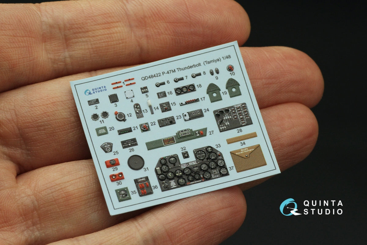 Intérieur coloré imprimé en 3D sur papier décalcomanie Quinta Studio QD48422 P-47M Thunderbolt (Tamiya) 1/48 – immagine 3