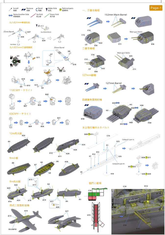 Pièces de détail pour la maquette Very Fire VF350019 du croiseur léger japonais Yahagi (Hasegawa 40026, échelle 1/350) – imagen 3