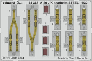 Ceintures de sécurité Eduard 33368 A-20J/K, acier, maquettes Hong Kong, échelle 1/32