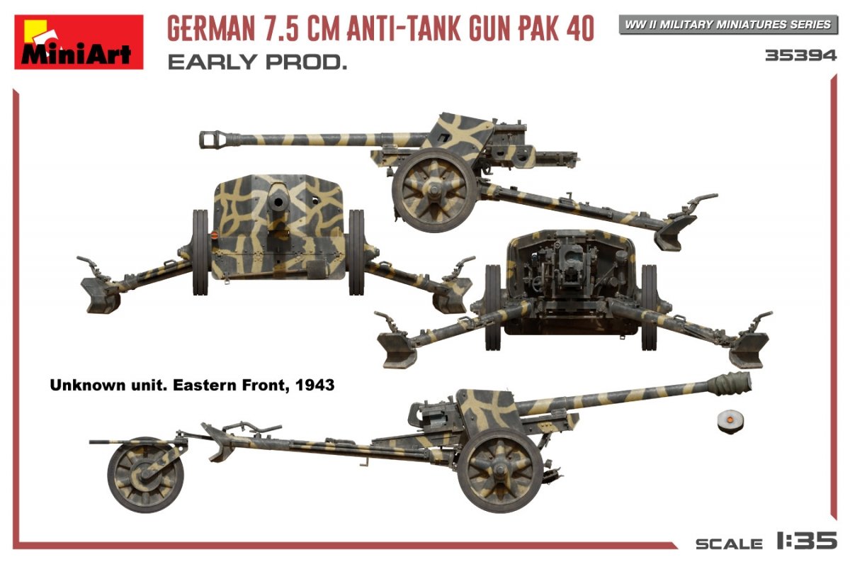 MiniArt 35394 Canon antichar allemand PAK 40 de 7,5 cm. Première version, échelle 1/35 – imagen 14
