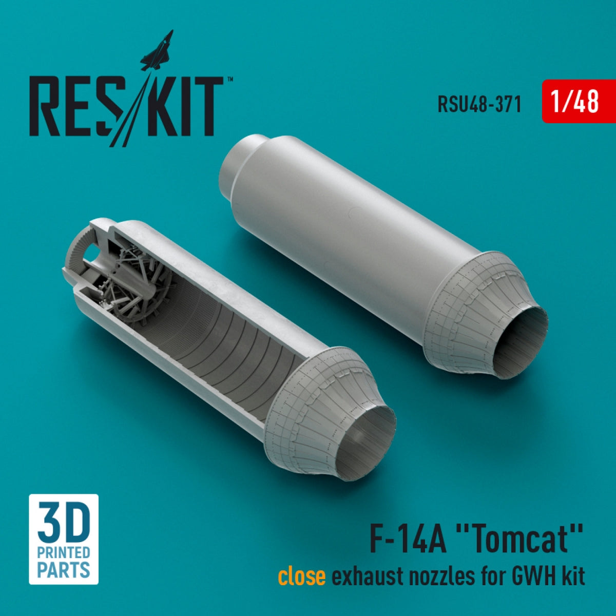 RESKIT RSU48-0371 F-14A « Tomcat » buses d'échappement fermées pour kit GWH (Impression 3D) 1/48