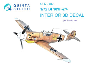 Intérieur imprimé en 3D et coloré sur papier décalcomanie Quinta Studio QD72102 BF 109F-2/4 (Eduard) 1/72