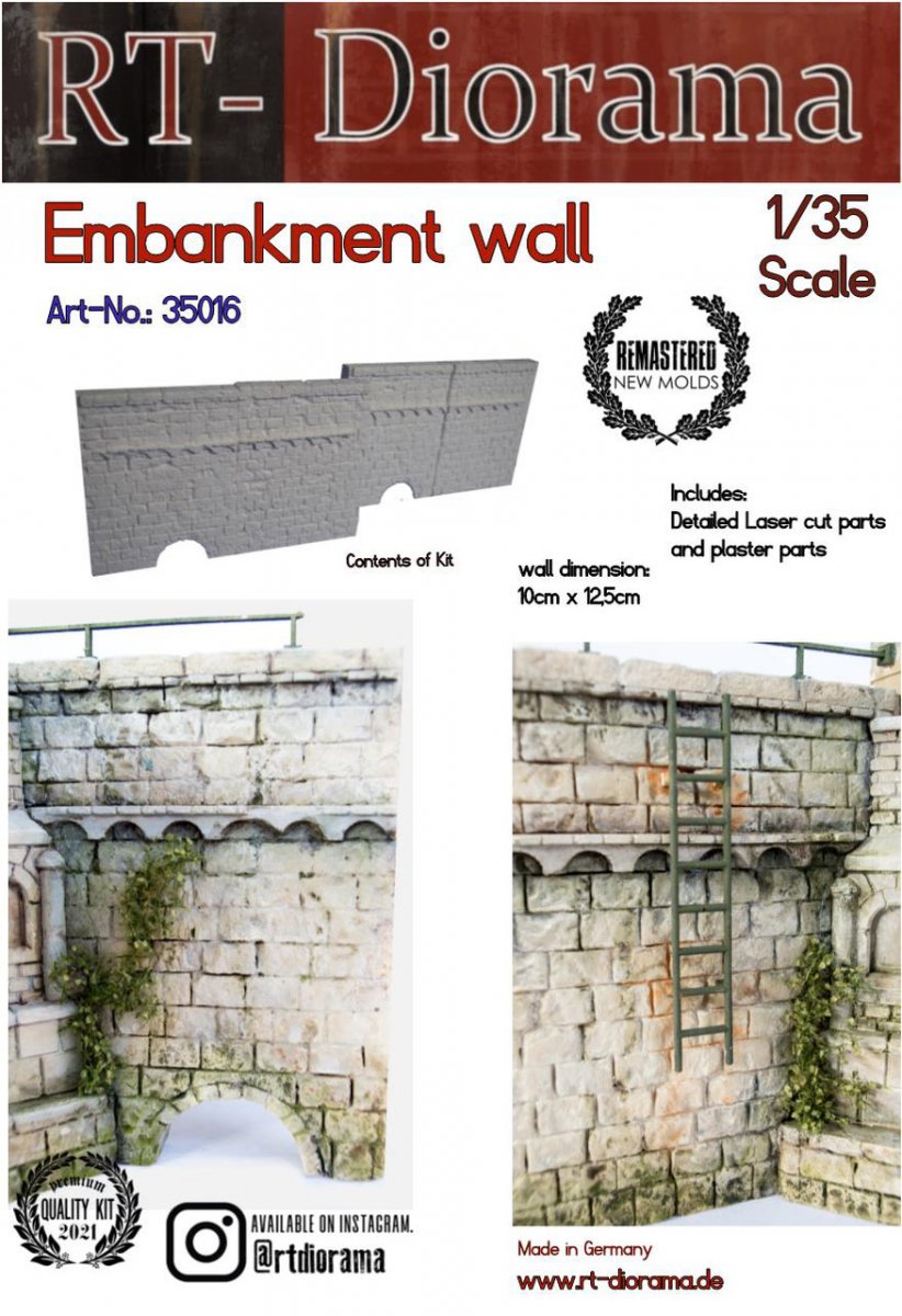 RT-Diorama 35016 Mur de remblai (4 pièces) 1/35