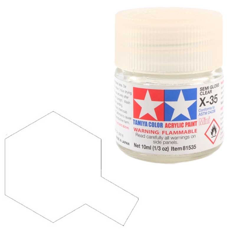 Peinture acrylique transparente semi-brillante Tamiya X35 (81535) 10 ml